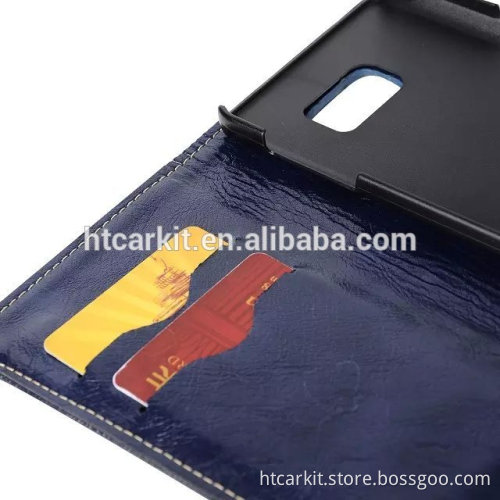 Luxury CRAZY HORSE wallet case for samsung galaxy note 5 phone
